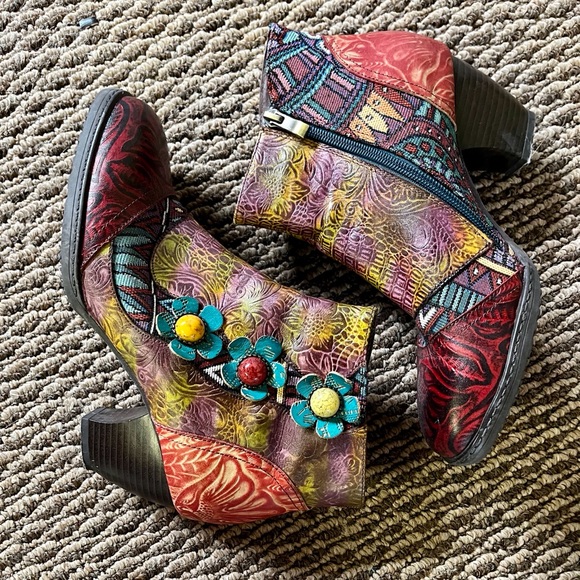 Socofy Shoes Socofy Hand Painted Leather Boots Poshmark